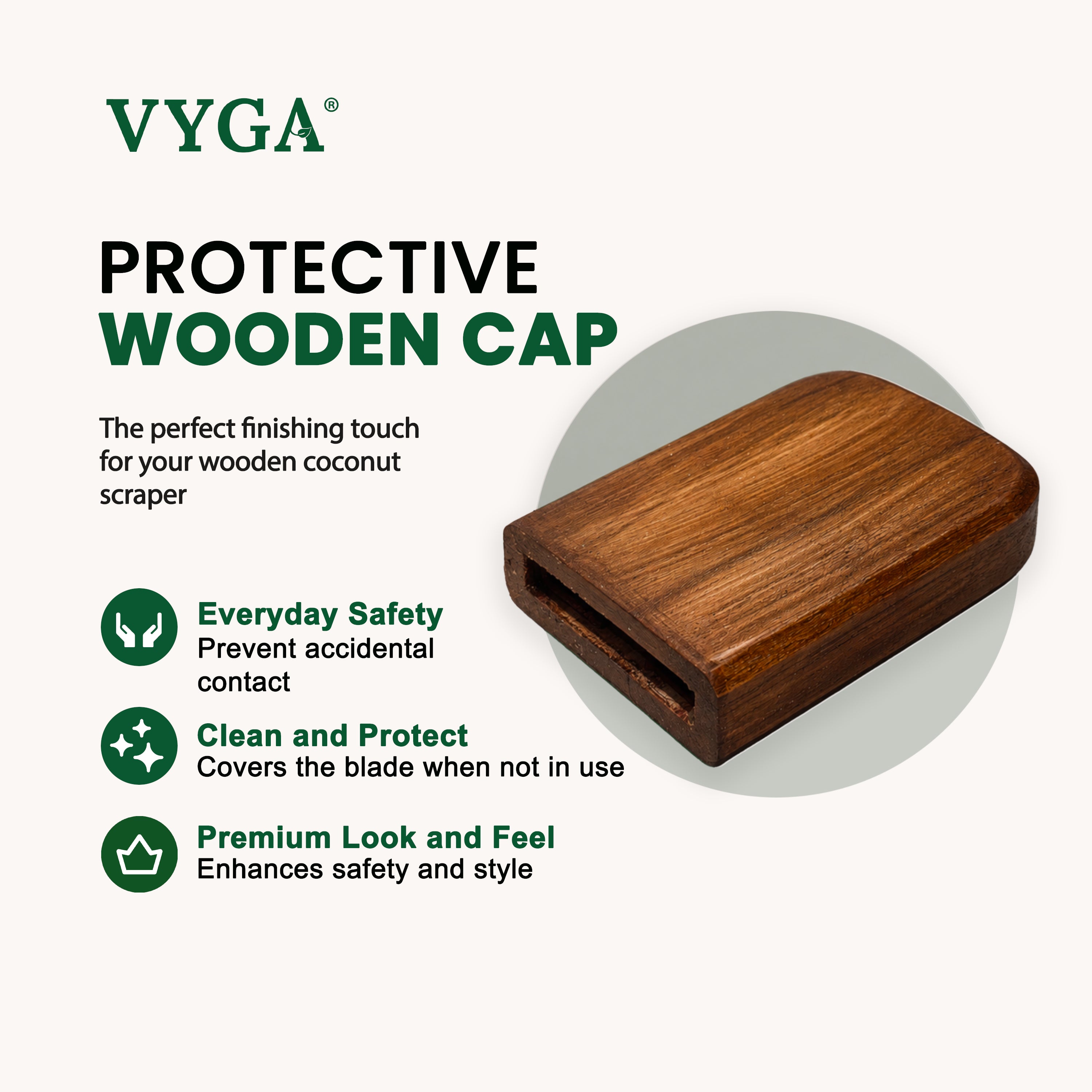 Vyga Bold Teak Wood Coconut Scraper