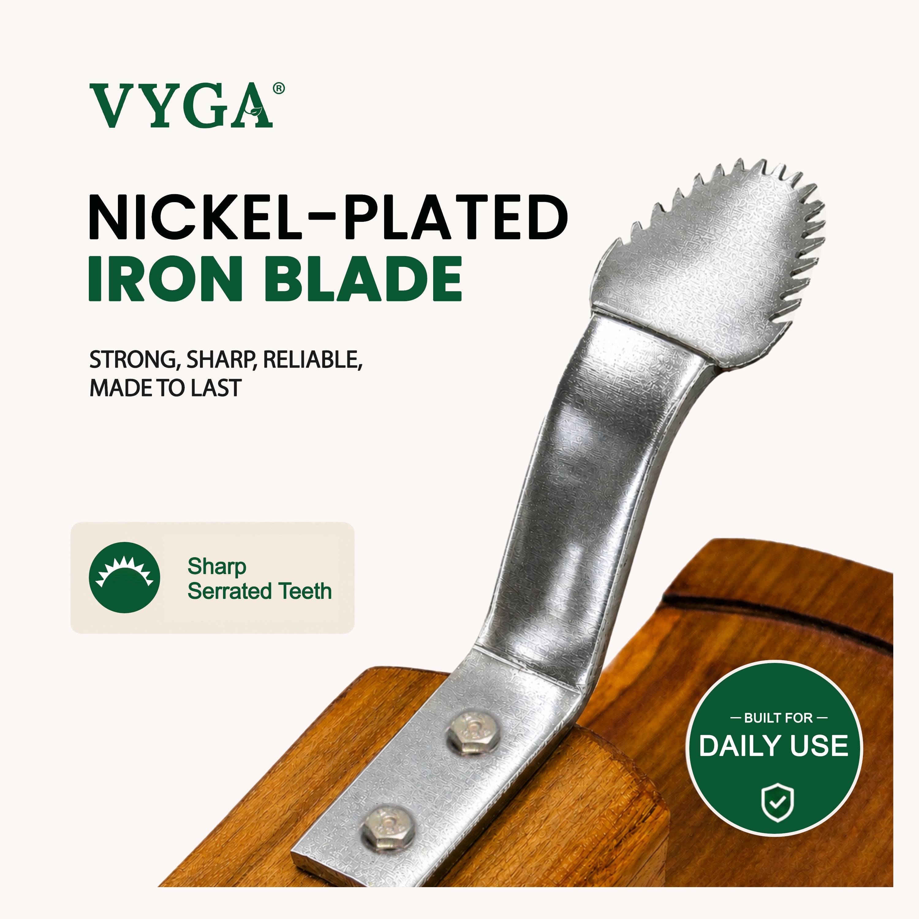 Vyga Bold Teak Wood Coconut Scraper