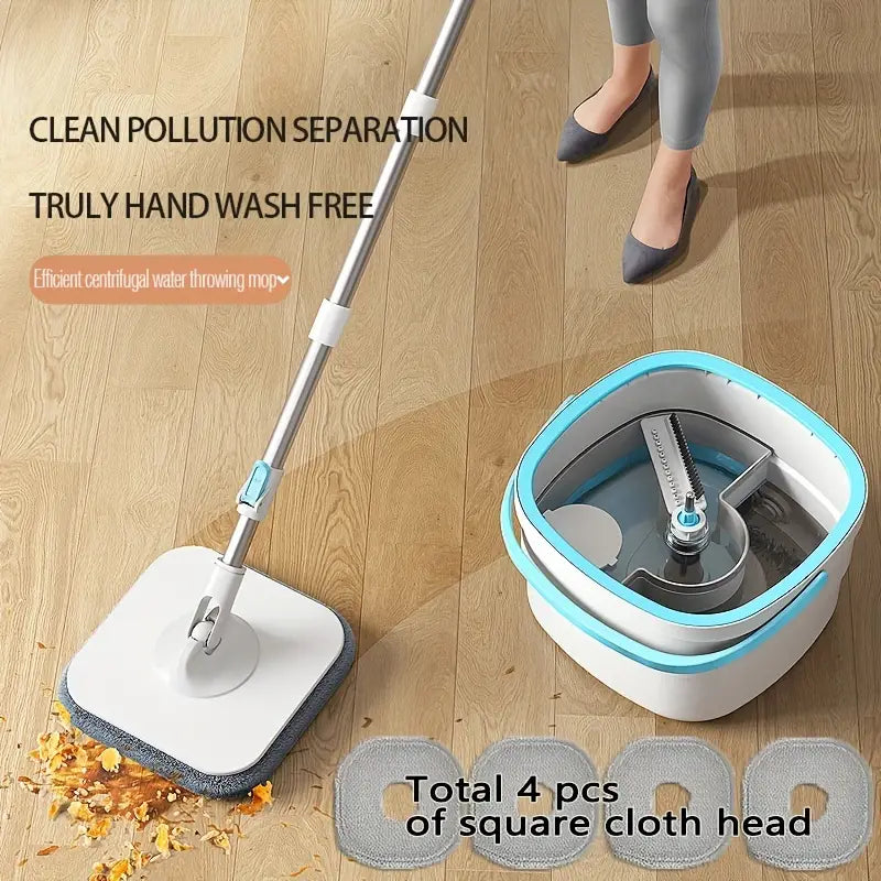 VYGA One Set Household Spin Mop & Bucket Set – Hands-Free Wash, Dust Mop, Sewage Separation, Dry & Wet Use for Hardwood Floors, Tiles, Marble, and More