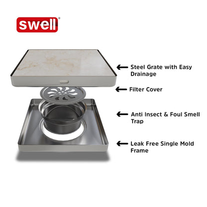 Swell Tile Insert Floor Drain,PM 1004