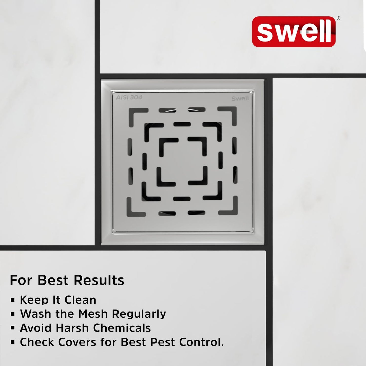 Swell Floor Drain PM 1003 | Satin Chrome