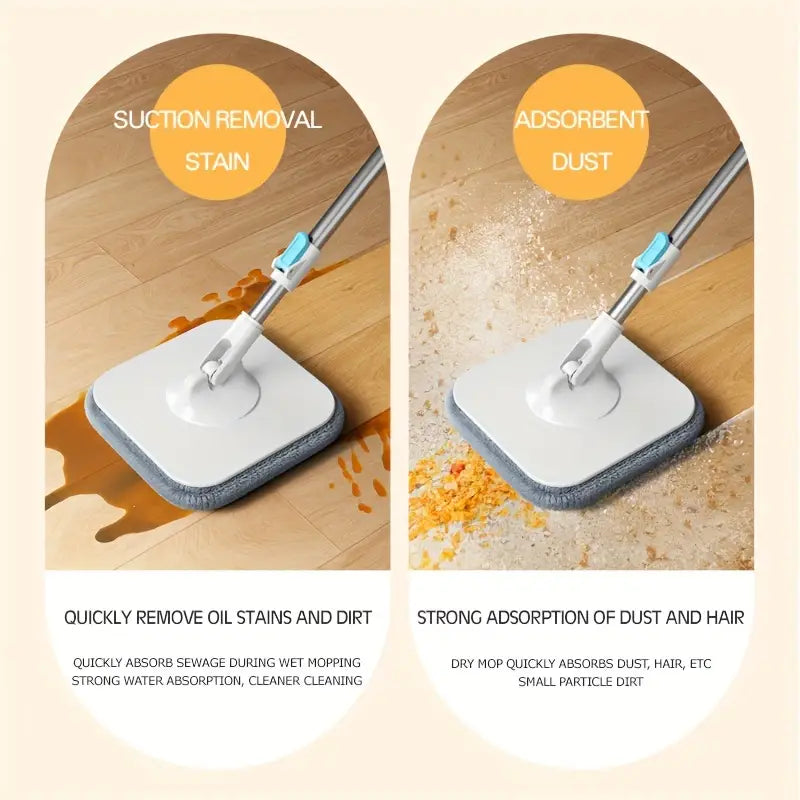 VYGA One Set Household Spin Mop & Bucket Set – Hands-Free Wash, Dust Mop, Sewage Separation, Dry & Wet Use for Hardwood Floors, Tiles, Marble, and More