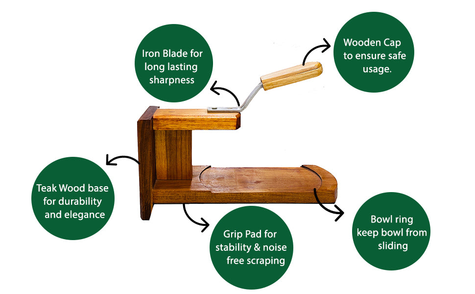 Vyga Bold Teak Wood Coconut Scraper