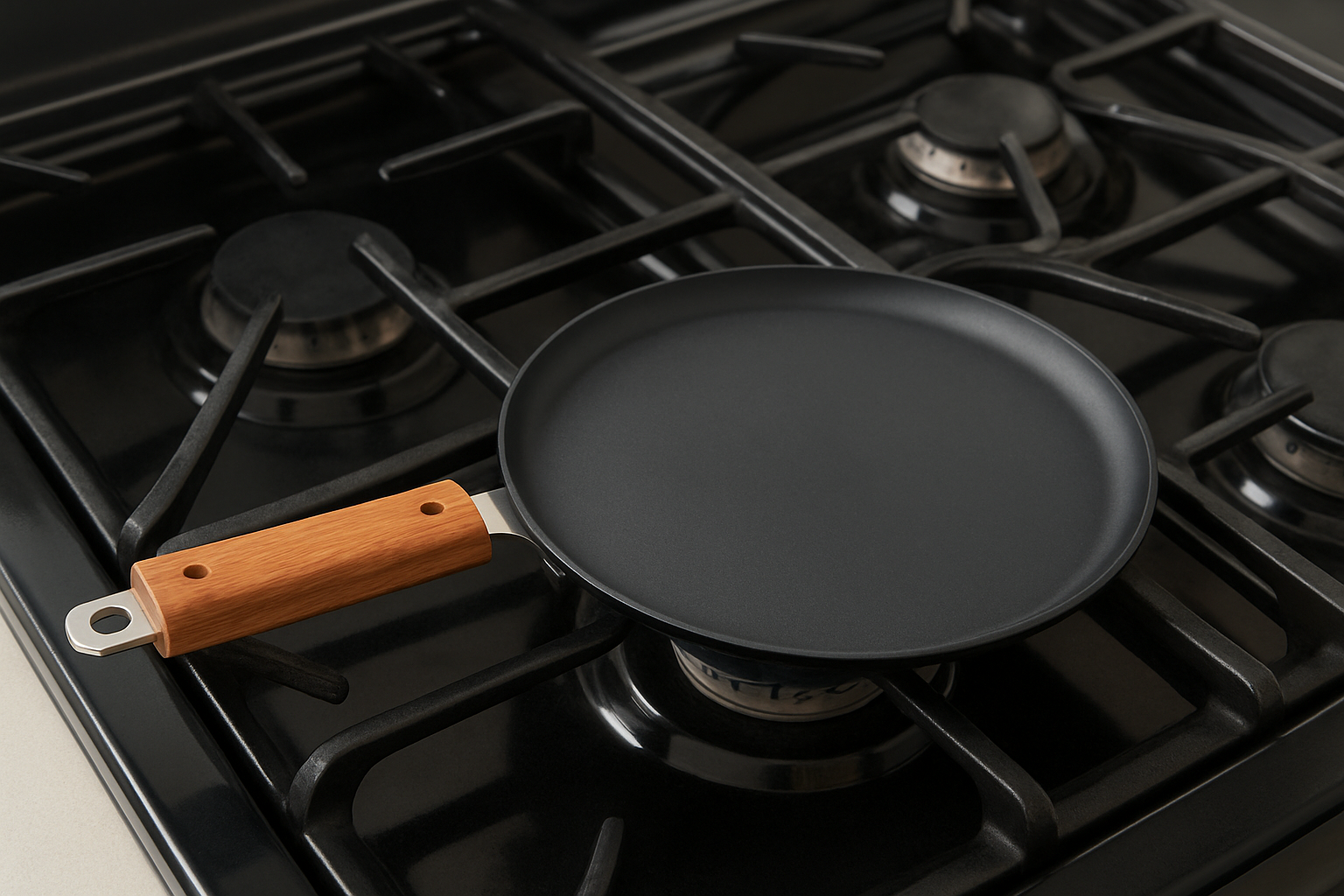 Loha Round Iron Dosa Tawa Wooden Handle