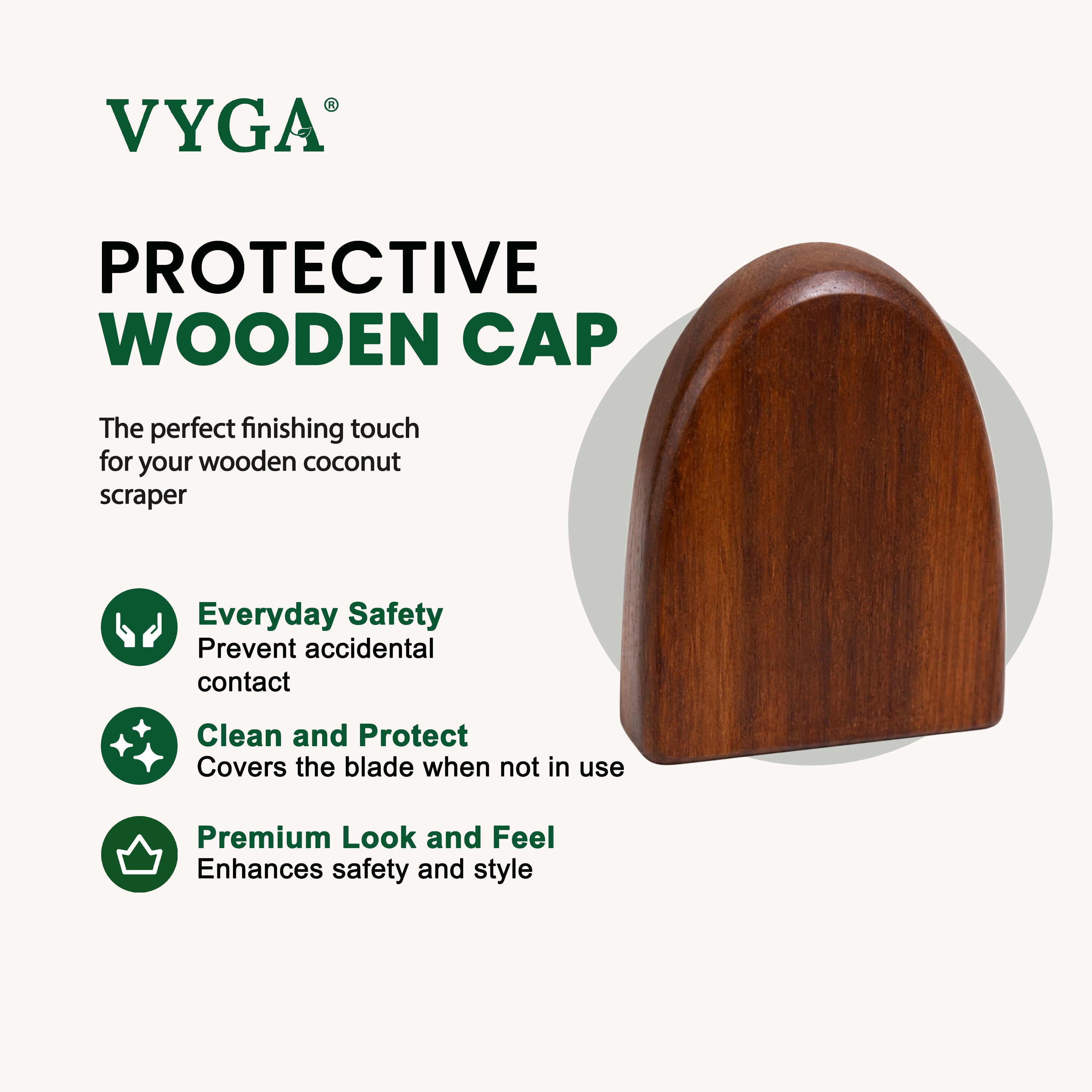 Vyga Curve Teak Wood Coconut Scraper