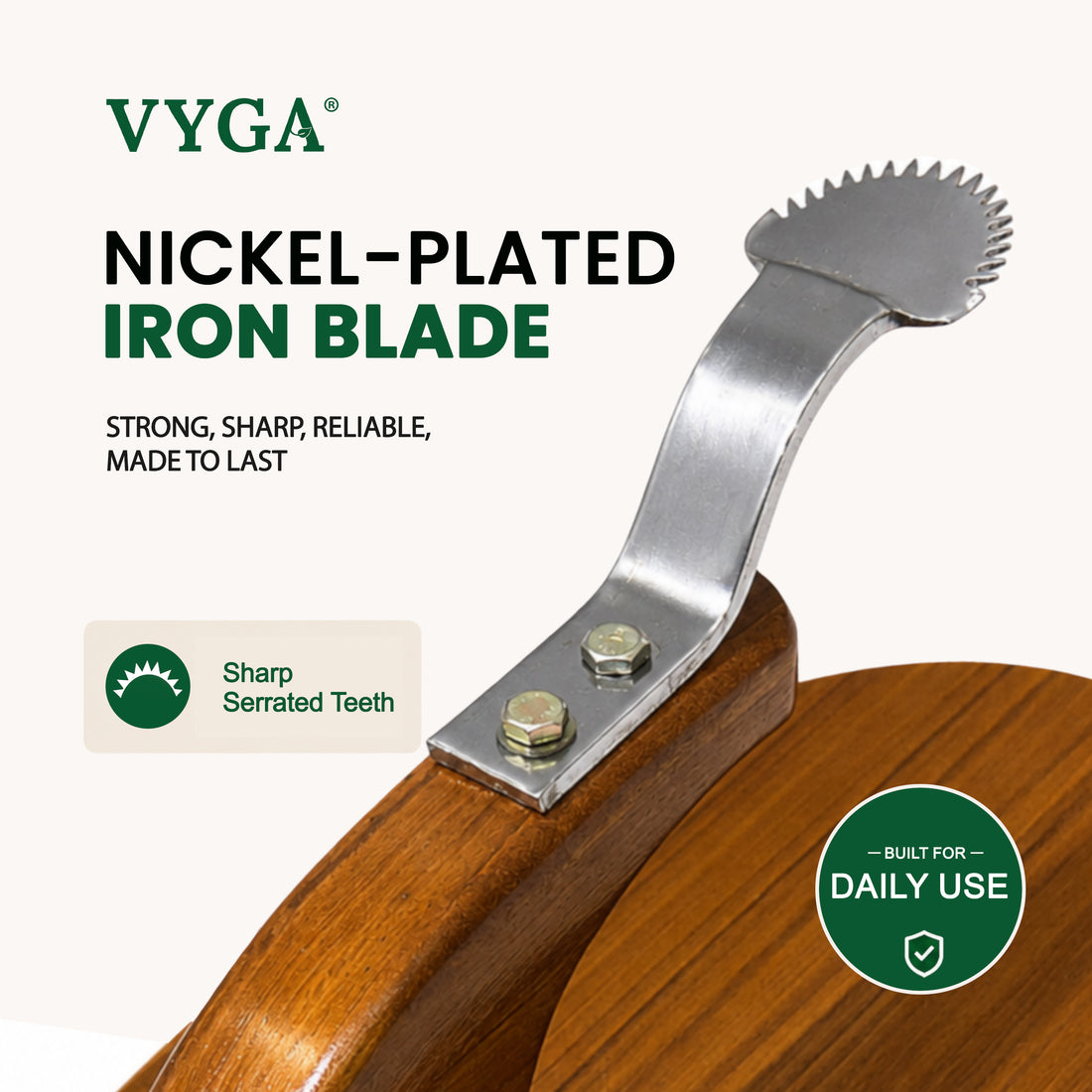 Vyga Curve Teak Wood Coconut Scraper