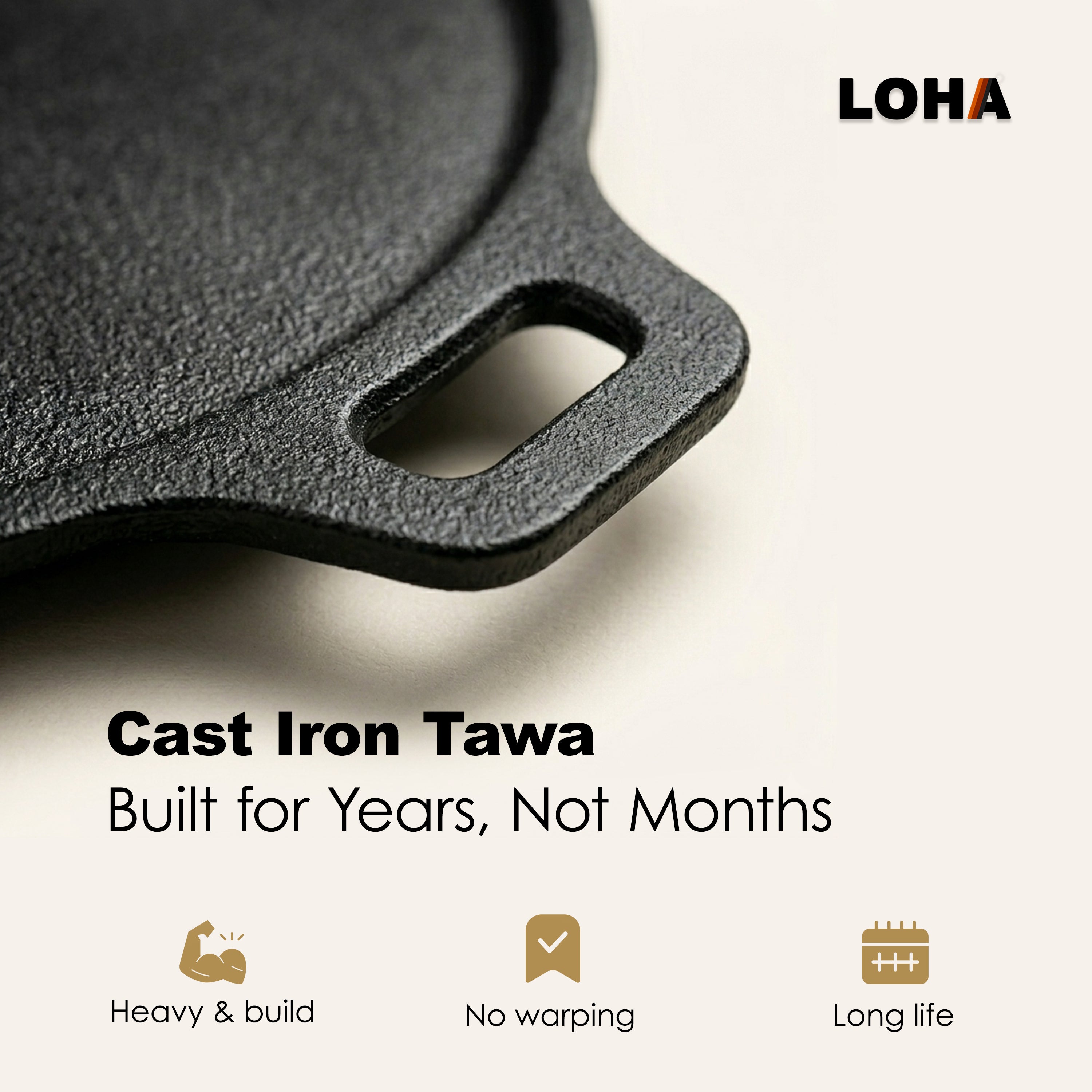 Loha Cast Iron Dosa Kallu | 10 Inch